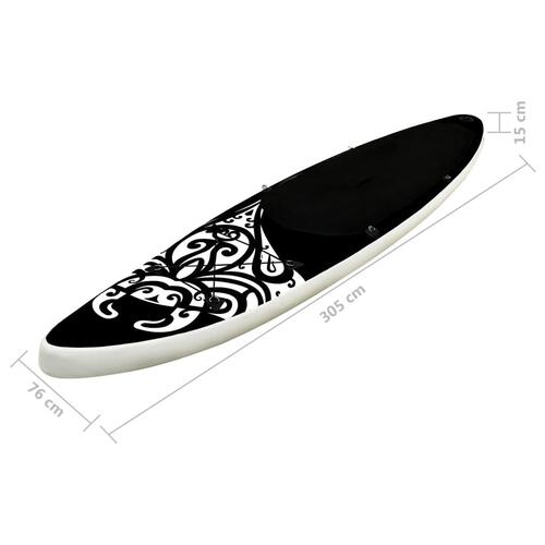 Oppusteligt paddleboardsæt 305x76x15 cm sort