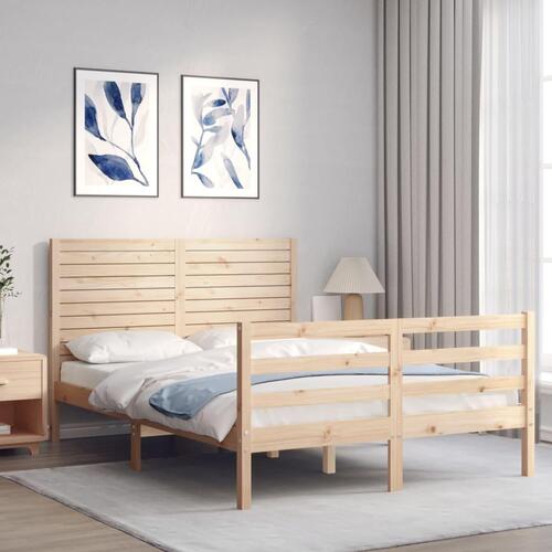 Sengeramme med sengegavl 120x200 cm massivt træ hvid