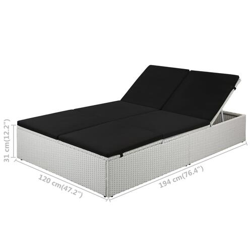 Liggestol med hynde polyrattan sort