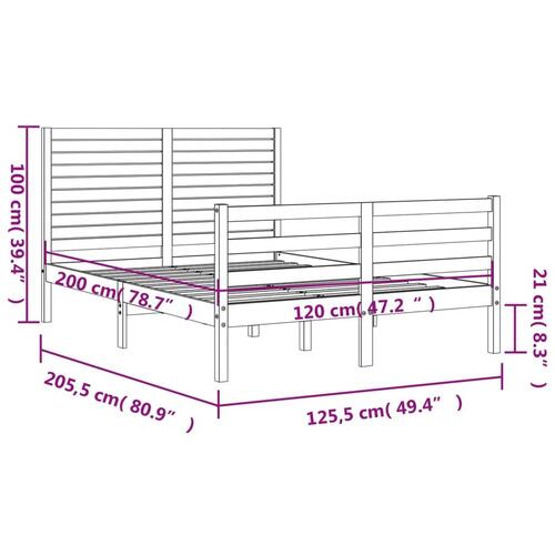 Sengeramme med sengegavl 120x200 cm massivt træ hvid