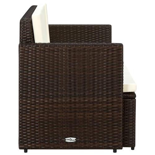 2-personers havesofa med hynder brun polyrattan