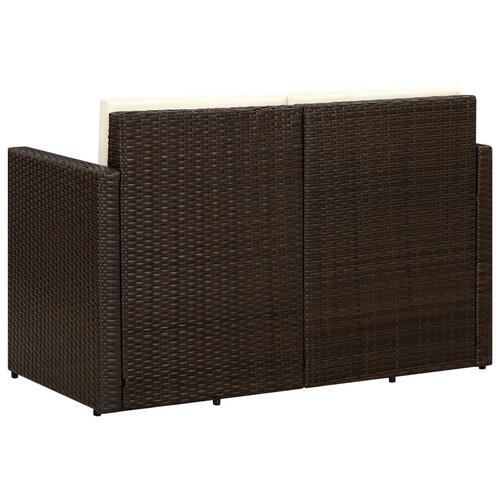 2-personers havesofa med hynder brun polyrattan
