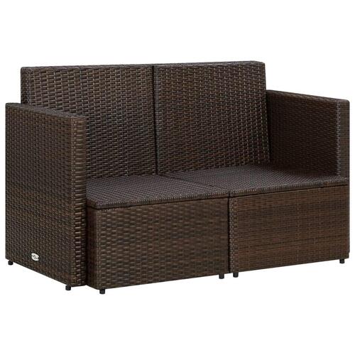 2-personers havesofa med hynder brun polyrattan