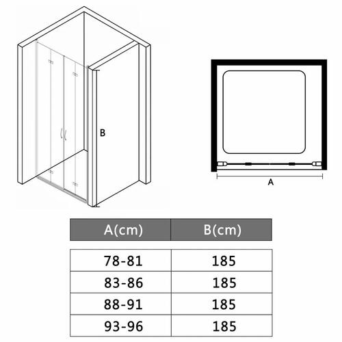 Foldbare brusedøre klar ESG 80 x 185 cm