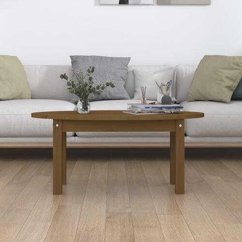 Sofabord 80x40x35 cm massivt fyrretræ gyldenbrun