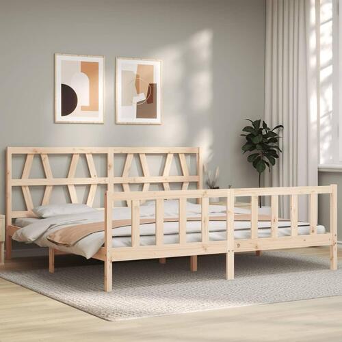 Sengeramme uden madras 200x200 cm massivt fyrretræ