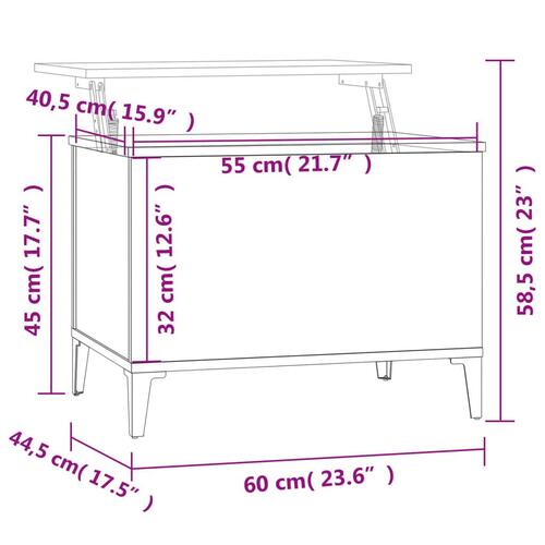 Sofabord 60x44,5x45 cm konstrueret træ sonoma-eg
