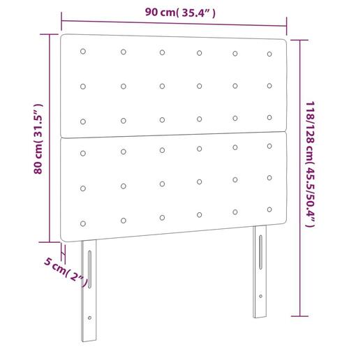 Sengegavl med LED-lys 90x5x118/128 cm kunstlæder grå