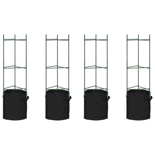 Espalierer med planteposer 4 stk. 116 cm stål og PP