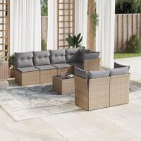 Sofasæt til haven 8 dele med hynder polyrattan beige