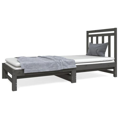 Daybed med udtræk 2x(90x190) cm massivt fyrretræ grå