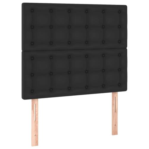 Sengegavl med LED-lys 100x5x118/128 cm kunstlæder sort
