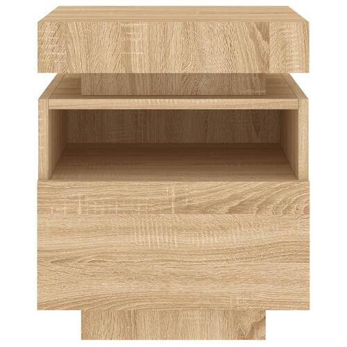 Sengeborde 2 stk. med LED-lys 40x39x48,5 cm sonoma-eg