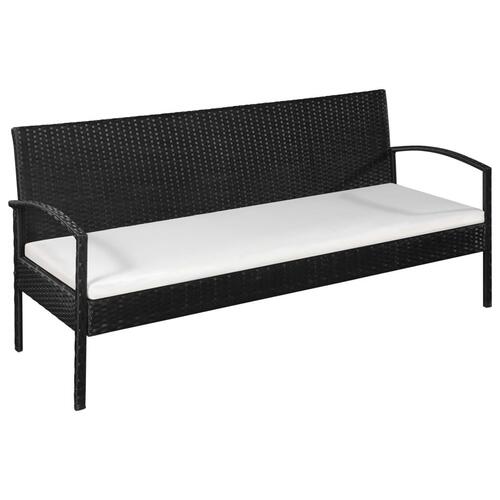 3-personers havesofa med hynder sort polyrattan