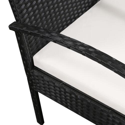 3-personers havesofa med hynder sort polyrattan