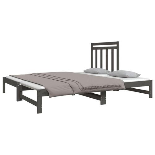 Daybed med udtræk 2x(90x190) cm massivt fyrretræ grå