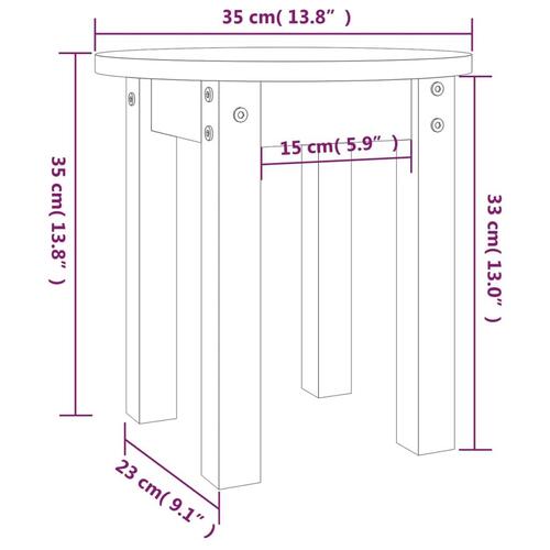 Sofabord Ø 35x35 cm massivt fyrretræ hvid