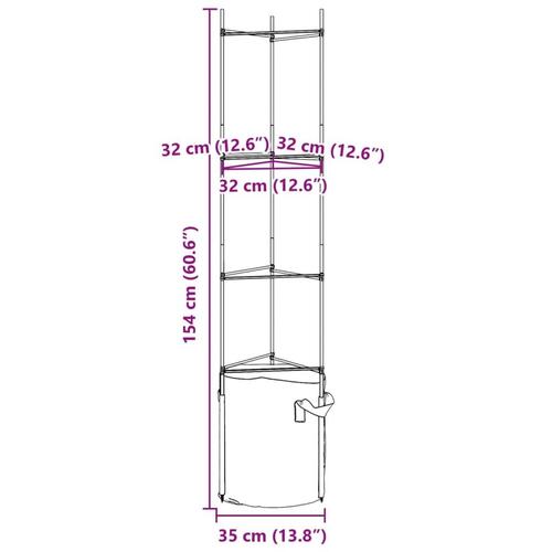 Espalierer med planteposer 4 stk. 154 cm stål og PP