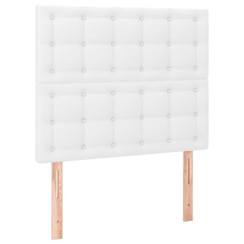 Sengegavl med LED-lys 100x5x118/128 cm kunstlæder hvid