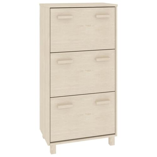 Skoskab HAMAR 59,5x35x117 cm massivt fyrretræ honningbrun