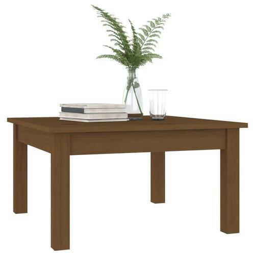 Sofabord 55x55x30 cm massivt fyrretræ gyldenbrun