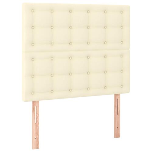 Sengegavl med LED-lys 100x5x118/128 cm kunstlæder cremefarvet