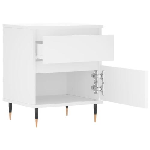 Sengebord 40x35x50 cm konstrueret træ hvid