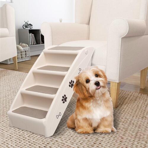 Foldbar hundetrappe 62x40x49,5 cm cremefarvet