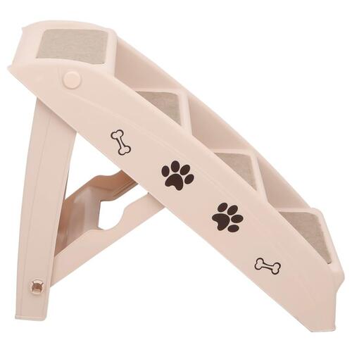 Foldbar hundetrappe 62x40x49,5 cm cremefarvet