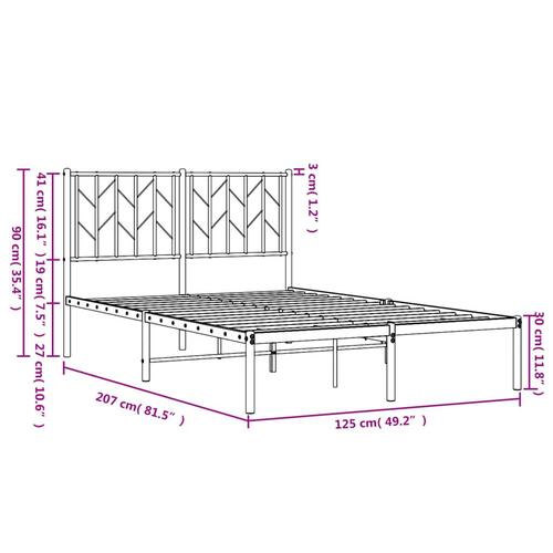 Sengeramme med sengegavl 120x200 cm metal hvid
