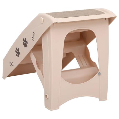Foldbar hundetrappe 62x40x49,5 cm cremefarvet
