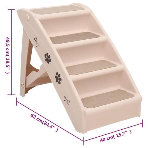 Foldbar hundetrappe 62x40x49,5 cm cremefarvet