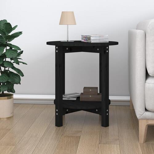 Sofabord Ø 55x60 cm massivt fyrretræ sort