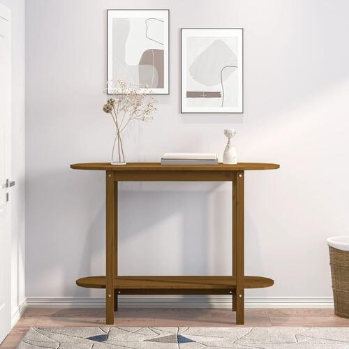 Konsolbord 110x40x80 cm massivt fyrretræ gyldenbrun