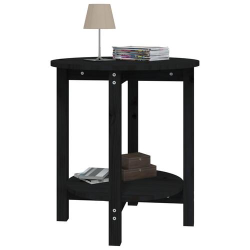 Sofabord Ø 55x60 cm massivt fyrretræ sort