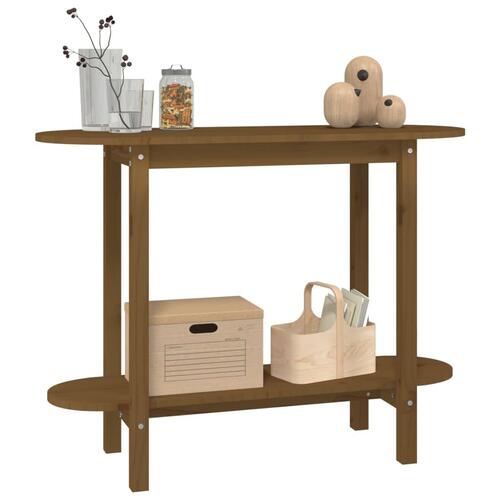 Konsolbord 110x40x80 cm massivt fyrretræ gyldenbrun