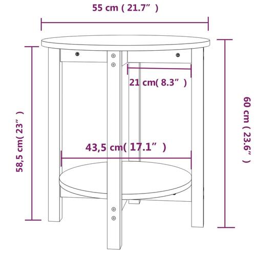 Sofabord Ø 55x60 cm massivt fyrretræ sort