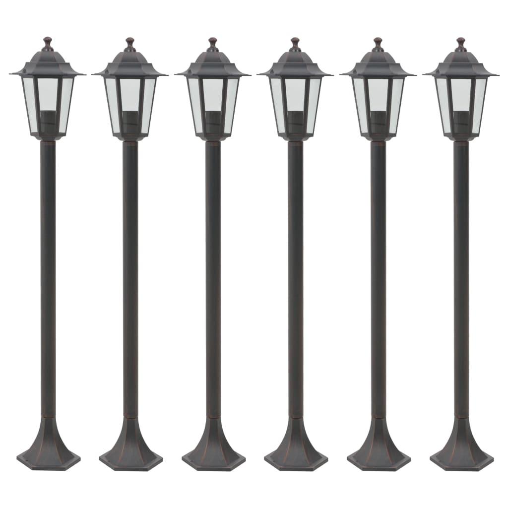 Havestolpelamper 6 stk. E27 110 cm aluminium bronzefarvet