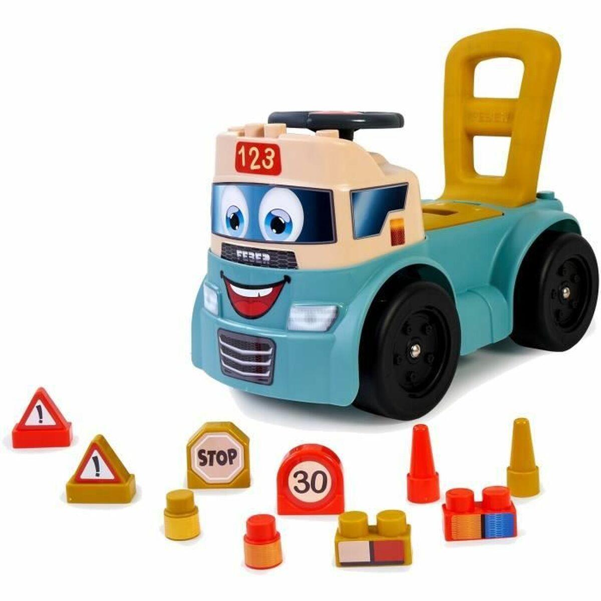 3-i-1 Politi Gåbil Med Håndtag Til Børn - Inkl. Byggeklodser - Blå