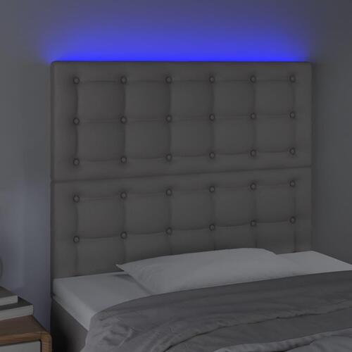 Sengegavl med LED-lys 100x5x118/128 cm kunstlæder grå