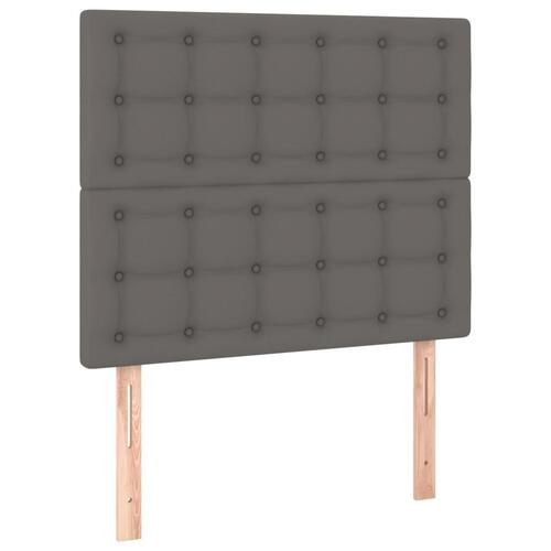 Sengegavl med LED-lys 100x5x118/128 cm kunstlæder grå