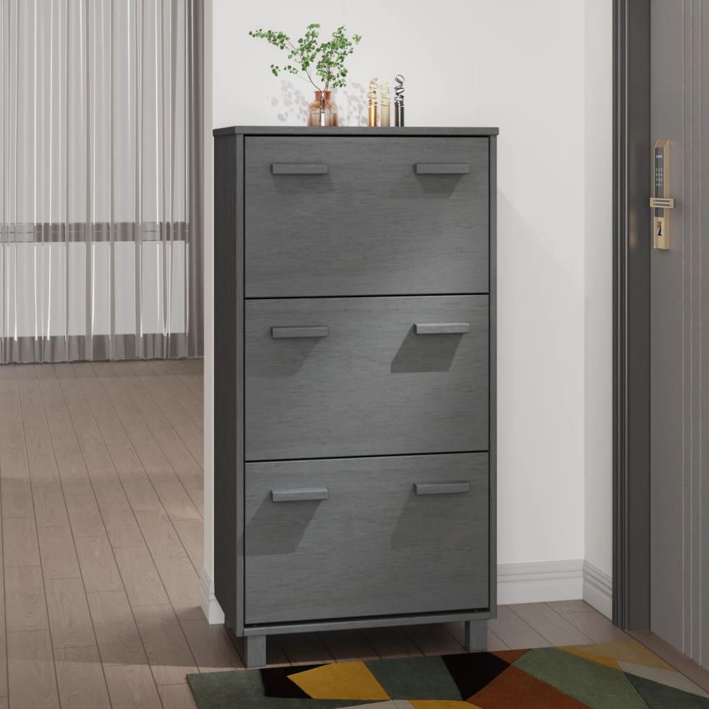 Skoskab HAMAR 59,5x35x117 cm massivt fyrretræ mørkegrå