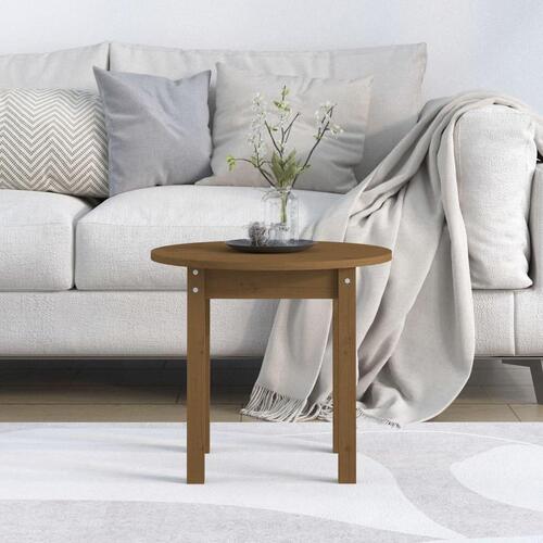 Sofabord Ø 45x40 cm massivt fyrretræ gyldenbrun