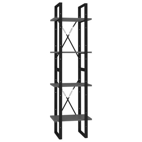 Bogreol med 4 hylder 40x30x140 cm konstrueret træ grå