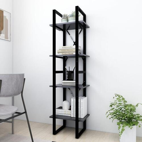 Bogreol med 4 hylder 40x30x140 cm konstrueret træ grå