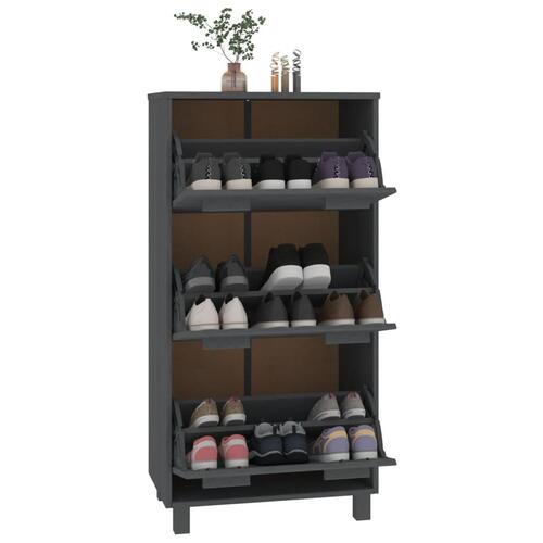 Skoskab HAMAR 59,5x35x117 cm massivt fyrretræ mørkegrå