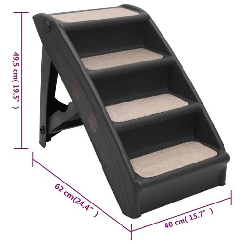 Foldbar hundetrappe 62x40x49,5 cm sort