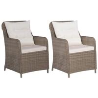 Havestole med hynder 2 stk. polyrattan brun