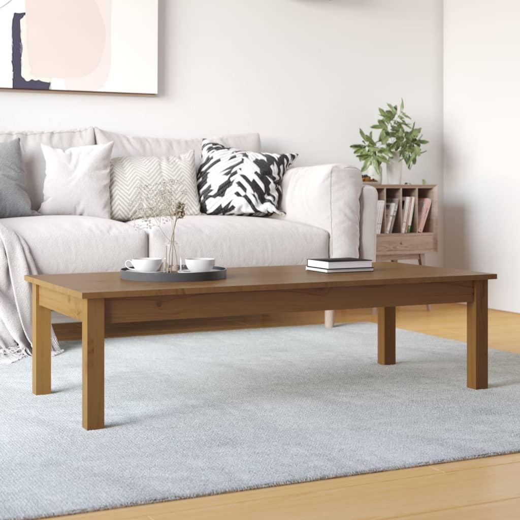 Sofabord 110x50x30 cm massivt fyrretræ gyldenbrun