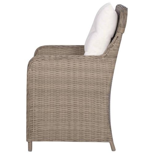 Havestole med hynder 2 stk. polyrattan brun